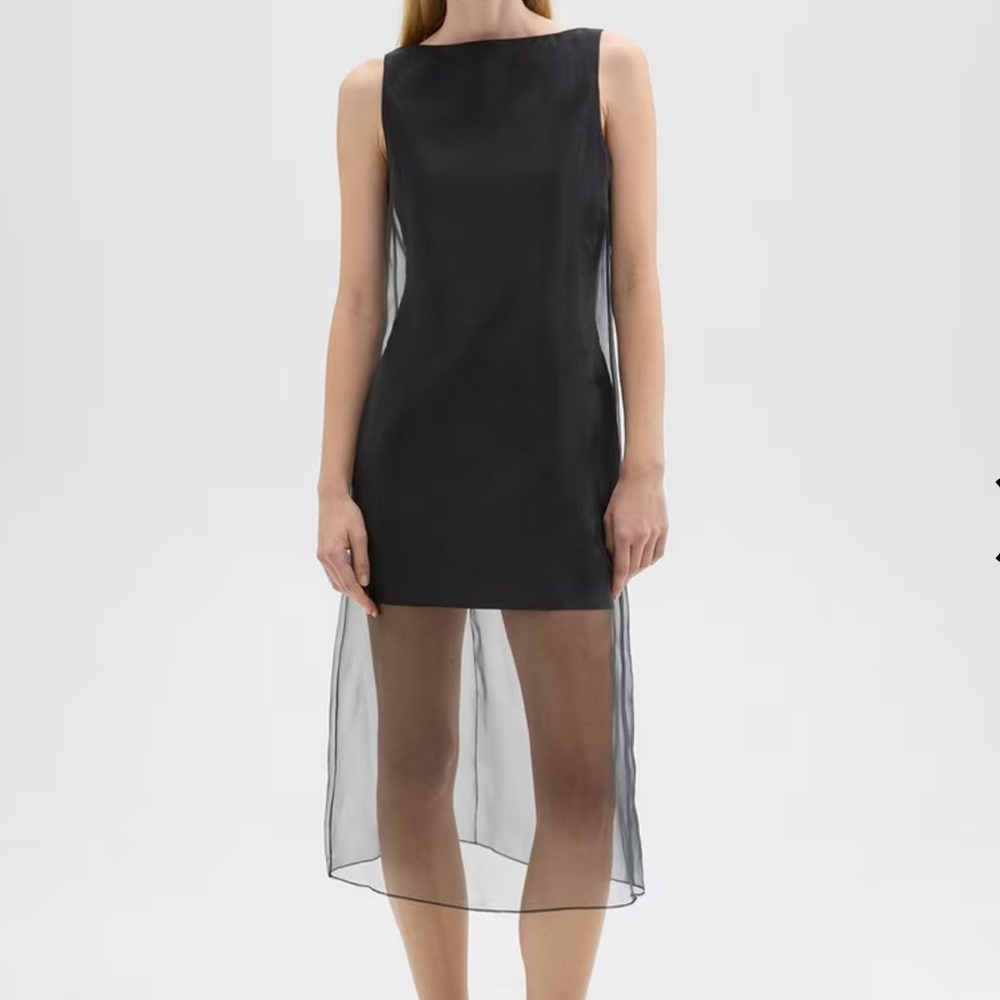 THEORY overlay Midi Dress in Good Linen